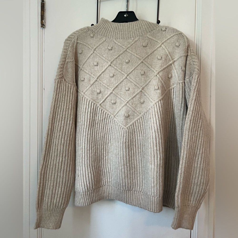 Calvin Klein Cream Cowl Neck Sweater with Textural Design